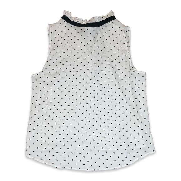 Daisy May black and white tiny hearts print sleeveless tie mock neck blouse xl - Picture 2 of 3